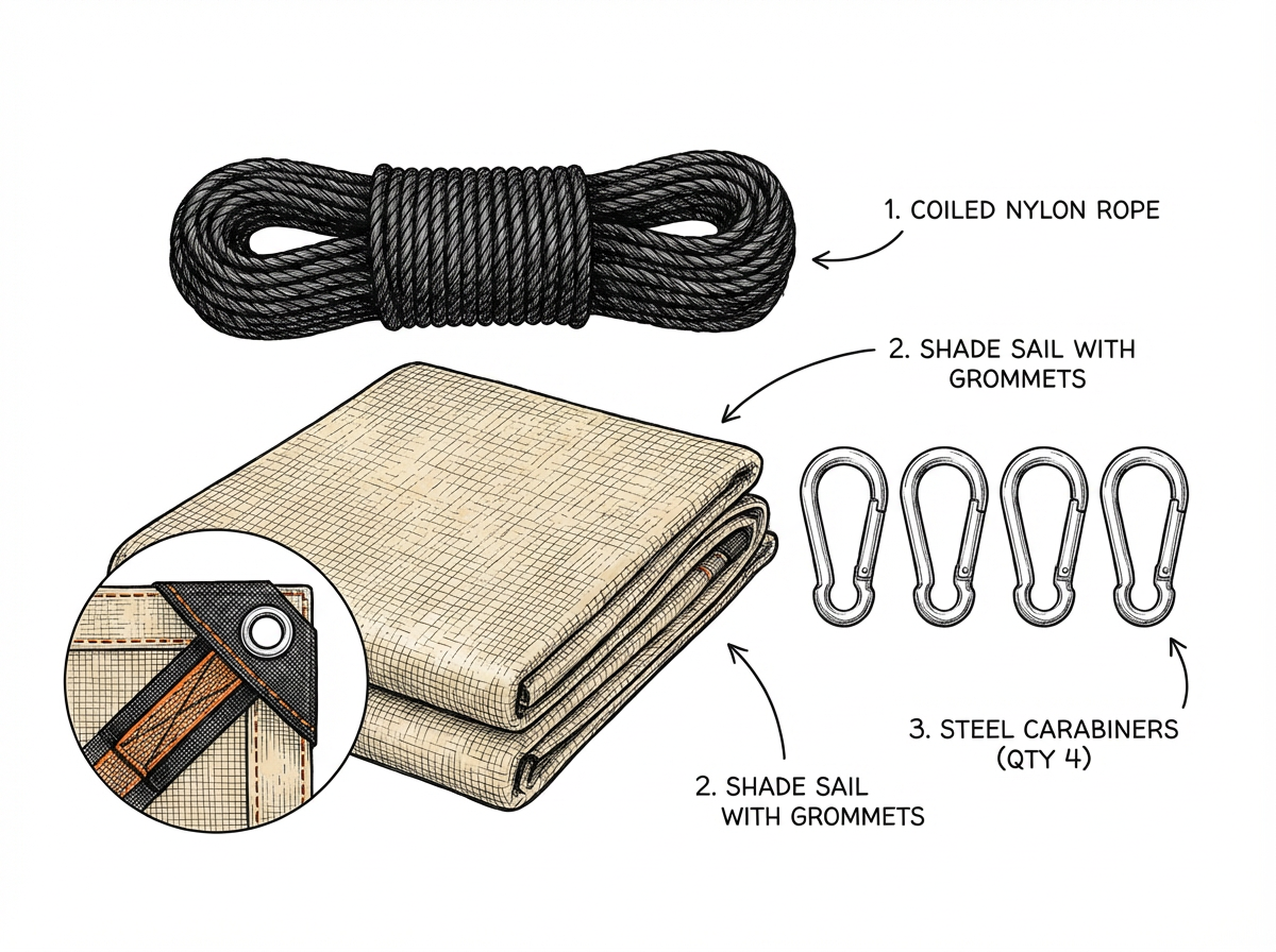 Kit de instalação Solaraia: cordas, vela e mosquetões